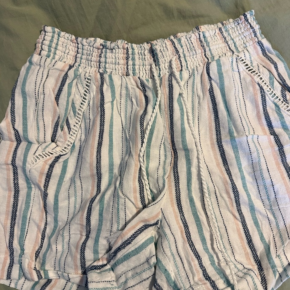 Briggs New York High Waist Striped Shorts - Blue and White